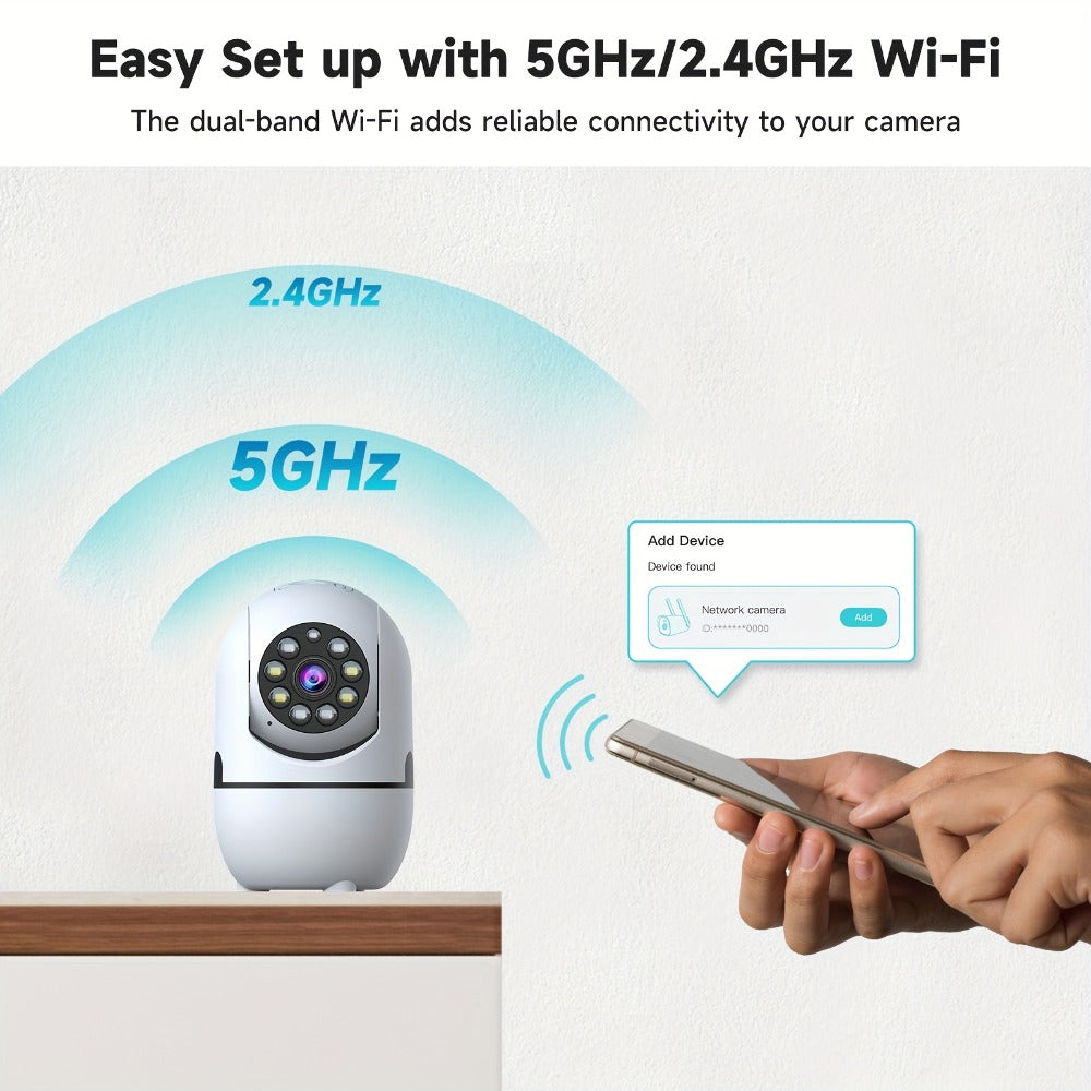Indoor Security Camera with 355° Pan-Tilt, Color Night Vision, Two-Way Audio and Pack Options