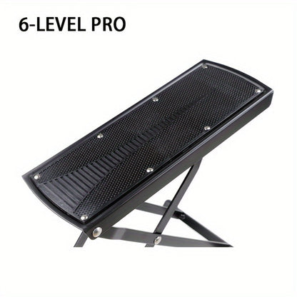 Adjustable Pedicure Footrest with Four-Level or Six-Level Scissor Stand and Textured Black Top Platform