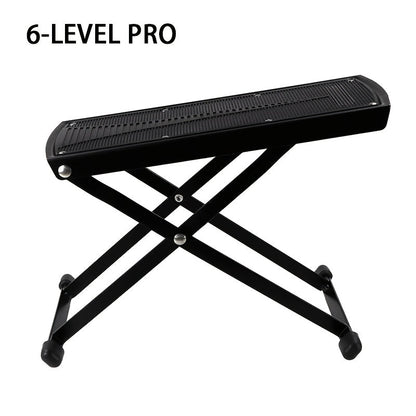 Adjustable Pedicure Footrest with Four-Level or Six-Level Scissor Stand and Textured Black Top Platform