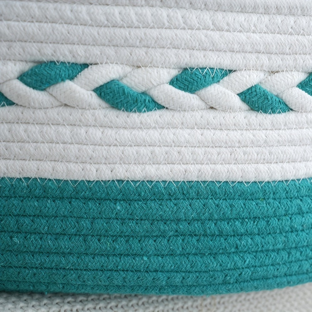 Oval Woven Rope Storage Basket, 14.17 x 9.06 x 6.69 Inches with Braided Handles and Divided Liner