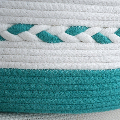 Oval Woven Rope Storage Basket, 14.17 x 9.06 x 6.69 Inches with Braided Handles and Divided Liner