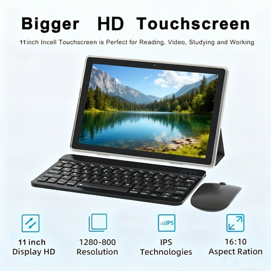 Android 15 Tablet 2-in-1 11 Inch with Keyboard, Case & Stylus | 12GB RAM 128GB ROM, 8MP+20MP Dual Camera, FHD IPS Screen, 5G Wi-Fi, Long Battery Life, Tablet PC for Work School Home