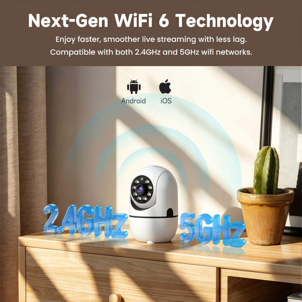 Indoor Security Camera with 355° Pan-Tilt, Color Night Vision, Two-Way Audio and Pack Options
