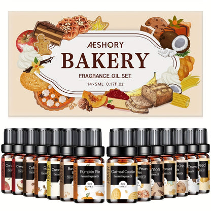 14-Bottle Fragrance Oil Gift Set with 5ml Bakery or Floral Scent Assortments for Diffusers and Candle Projects