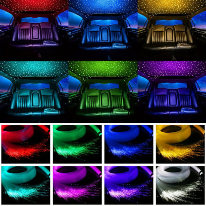 Fiber Optic Star Ceiling Light Kit 1000pcs, 0.5mm x 78.74" RGBW Car Roof Headliner Starlight Kit with App & 24-Key Remote Control, Color Changing Twinkle Lights for Car Interior Home Theater Bedroom