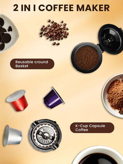 Black Single-Serve Coffee Brewer with CM6080 or CM6070 Model Options and Removable Cup Platform