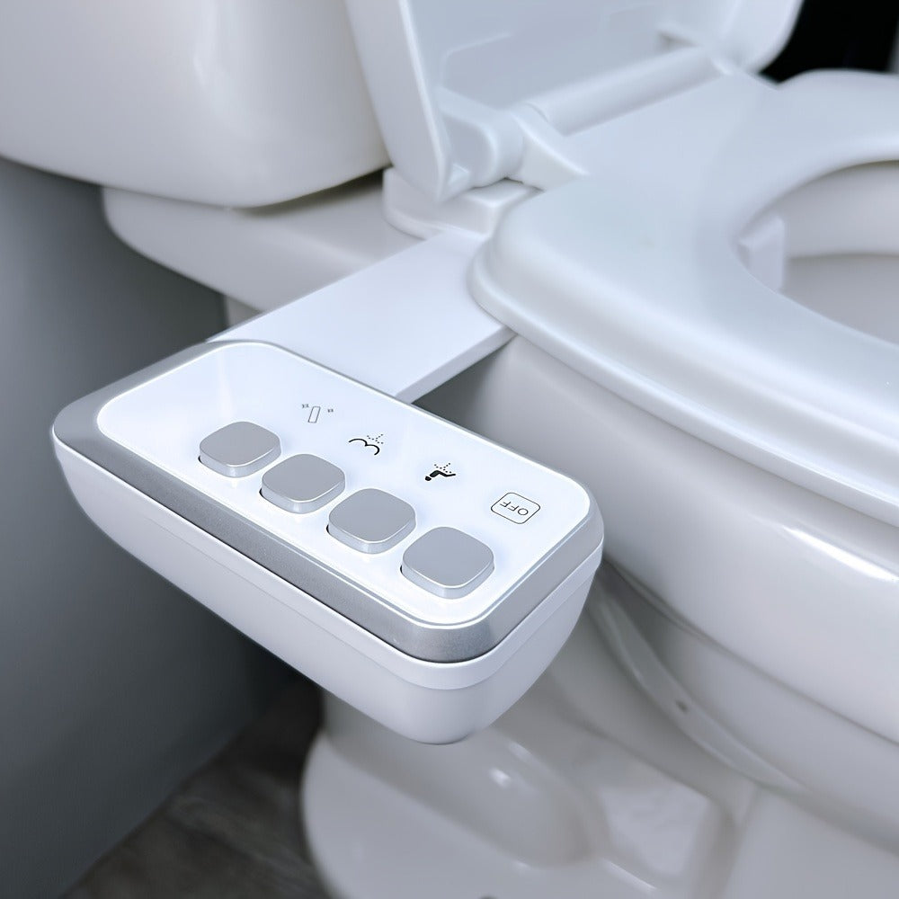 Non-Electric Bidet Toilet Attachment with Rear Wash, Adjustable Pressure and Brass T-Adapter