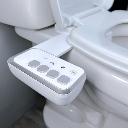 Non-Electric Bidet Toilet Attachment with Rear Wash, Adjustable Pressure and Brass T-Adapter