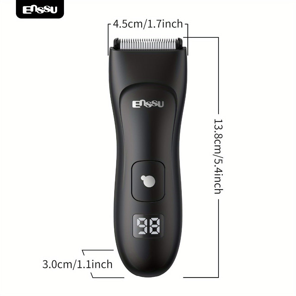 Full Body Groomer for Men IPX7 Waterproof Electric Trimmer Ceramic Blade LCD Display Bikini Private Parts Shaver Replaceable Head Wet Dry Gift