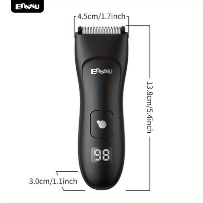 Full Body Groomer for Men IPX7 Waterproof Electric Trimmer Ceramic Blade LCD Display Bikini Private Parts Shaver Replaceable Head Wet Dry Gift