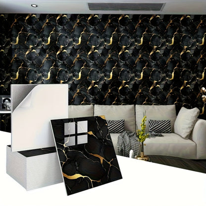 Peel and Stick Wall Tiles 50/100pcs Waterproof PVC Marble Self Adhesive Vinyl Tile Stickers for Bathroom Kitchen Living Room, TV Backdrop Shower Wall Panels Modern Home Decor Easy Installation