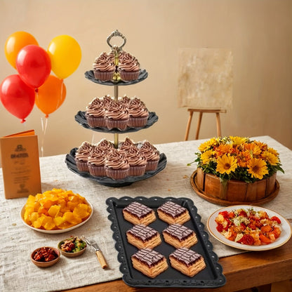 Cake Stand Set 10-Piece Black Tiered Cupcake Stands with Appetizer Trays for Birthday Baby Shower Bridal Shower Wedding Party Dessert Display