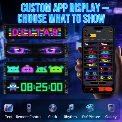Flexible LED Matrix Display Sign Programmable Scrolling Text - Devil Eyes High Refresh Rate Battery Powered 6.81x2.76 Inch for Party Wedding Halloween Holiday 4th of July Decoration