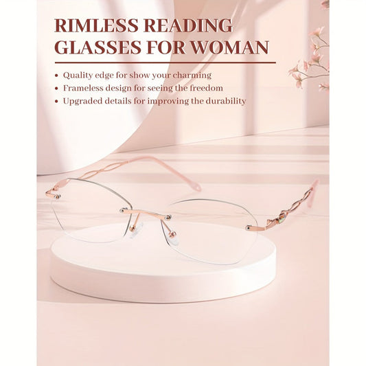 Reading Glasses – Three-Pair Rimless Metal Blue-Light Readers in Multiple Colors and Strengths