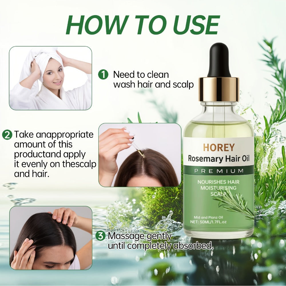 Rosemary Hair and Scalp Oil in One- or Two-Bottle 50ml Options with Batana and Castor Seed Oil Labels