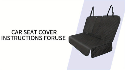 Black Quilted Rear Bench Car Seat Cover with Side Flaps and M, L or XL Three-Seat Vehicle Size Labels