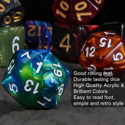 175-Piece Multicolor Polyhedral Dice Collection with 25 Seven-Die Sets and Printed Drawstring Pouch