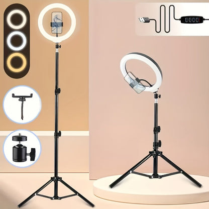 18 Inch LED Ring Light with Stand & Carry Bag – Phone Holder Included, Dimmable Studio Light for Smartphone Camera Photography, Live Streaming, Selfie, Makeup & Video Recording