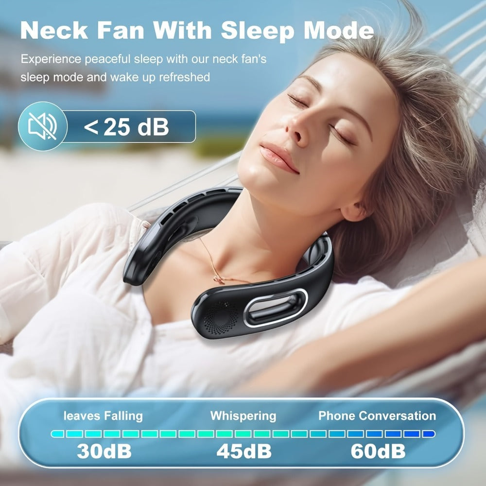 Vent-Channel Neck Fan in Black or White Color Options with Four-Speed Control and USB Charging