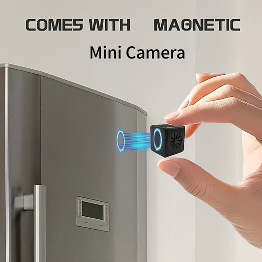 2K Mini Magnetic Security Camera, Continuous Video Recording, Night Vision, 2.4G WiFi, USB & Battery Dual Power, SD Card & Cloud Storage – Compact Nanny Cam for Baby Pet Home Surveillance