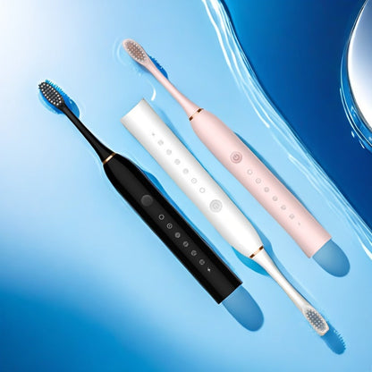 Sonic Electric Toothbrush with 6 Modes & Smart Timer – USB Rechargeable, Soft Bristles for Sensitive Gums, Whitening Oral Care for Men & Women, Black White Pink