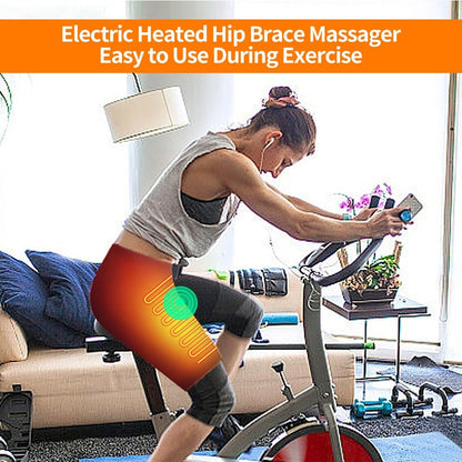 Heated Hip Brace Massager USB Electric for Men & Women - 3 Vibration & 3 Heat Settings Hip Thigh Support Wrap with Heating Pad, Hamstring Pain Relief Brace, USB Rechargeable, Black
