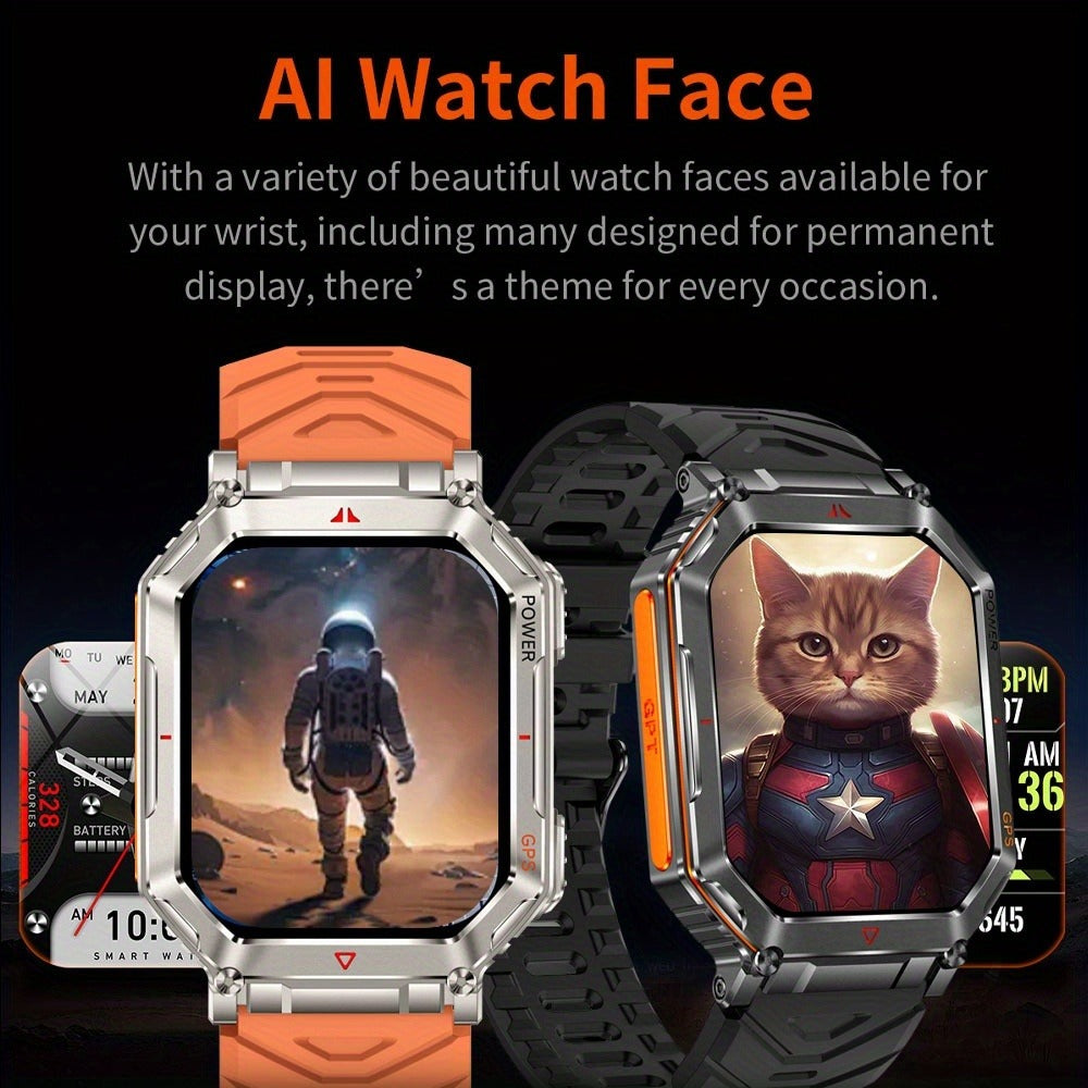 GPS Outdoor Smartwatch All-Metal Body, IPX8 Waterproof, Built-in GPS, Altimeter Barometer & Compass, LED Flashlight, Bluetooth Calling & Message Alerts, Silicone or Steel Strap – Rugged Adventure Watch for Men