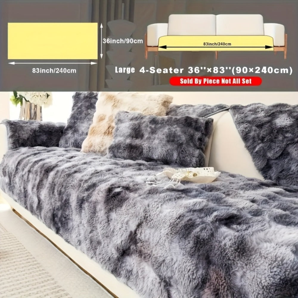 Sofa Cover, Faux-Lamb Plush Gradient Couch Pad in Five Colors with Armchair, Backrest and Seat Sizes