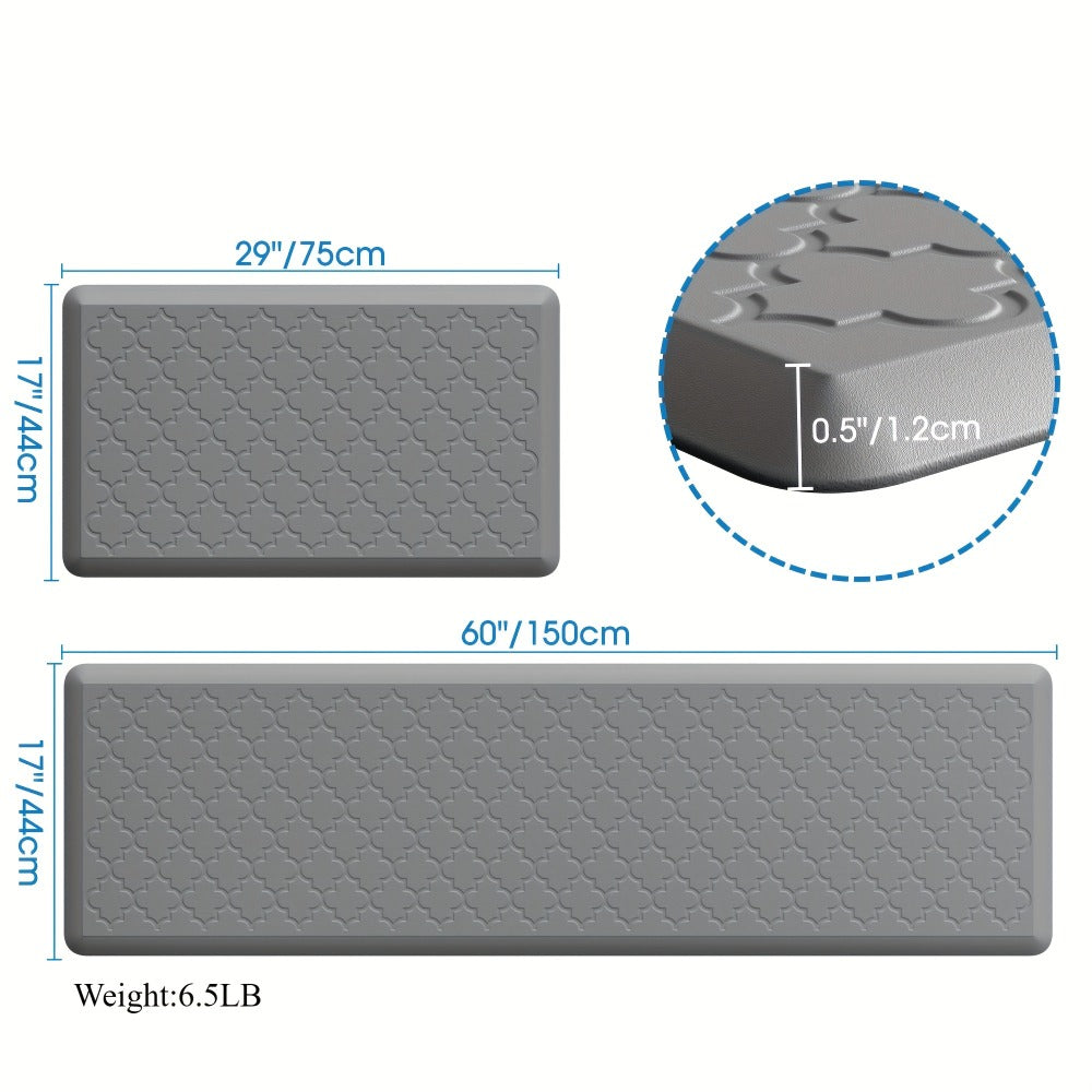 Kitchen Mat Set, 2-Piece Cushioned Standing Mats in Four Colors with 17.3x29 and 17.3x47 or 17.3x59-Inch Pairings