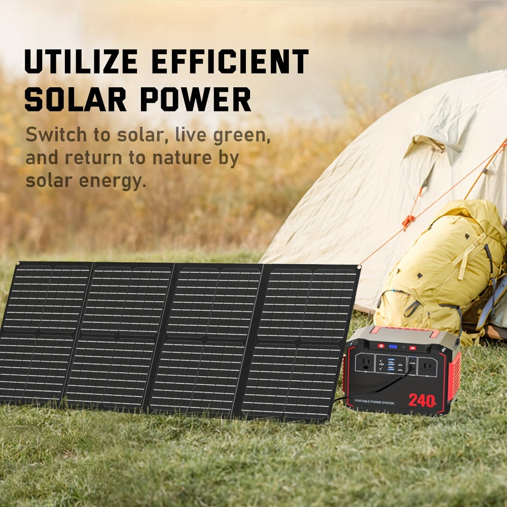 Solar Generator Portable Power Station 88.8Wh 111Wh 237Wh with Foldable Solar Panel, 100W Pure Sine Wave AC Output USB-C PD USB QC3.0 DC LED Emergency Light for Camping RV Hiking & Home Backup Power