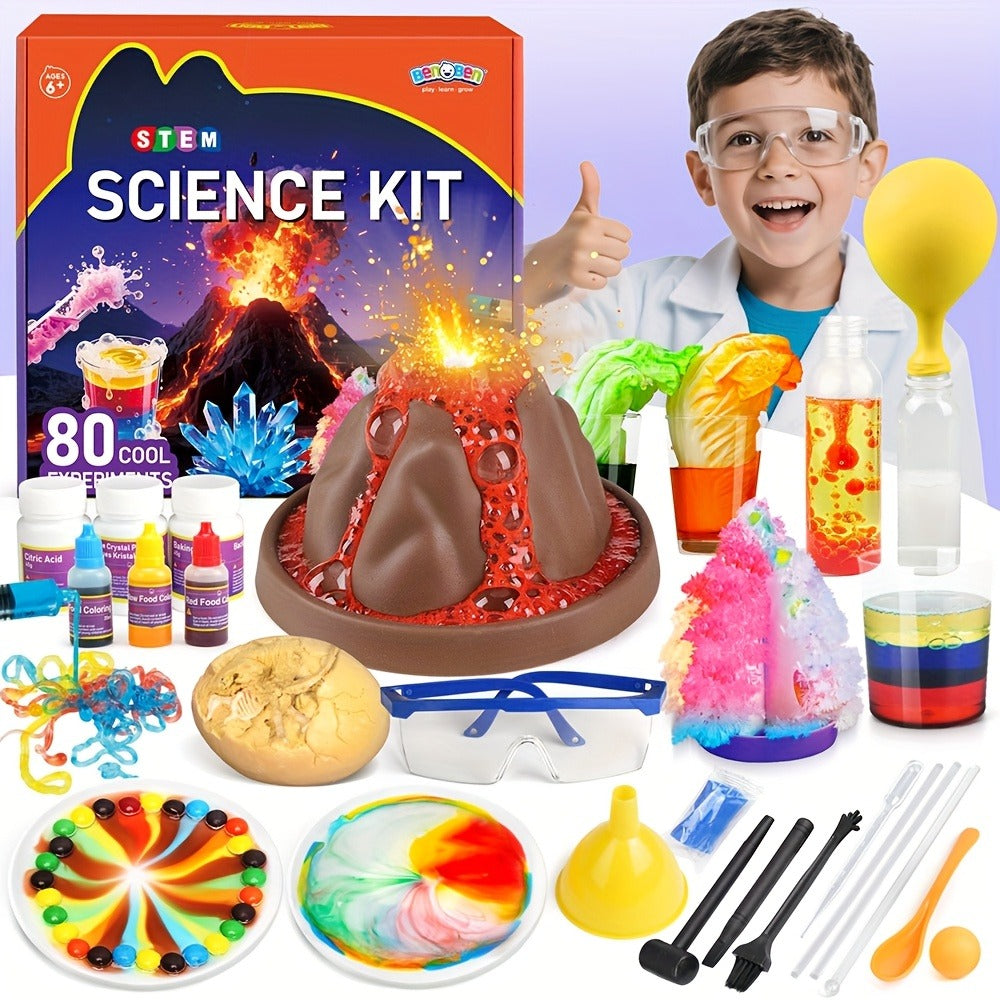 STEM Science Kit for Kids Ages 6-12 – 60 80 105 Lab Experiments, Chemistry Set with Crystal Growing & Chemical Reactions, Educational Science Toy Gift for Boys Girls 6 7 8 9 10 11 12 Year Old