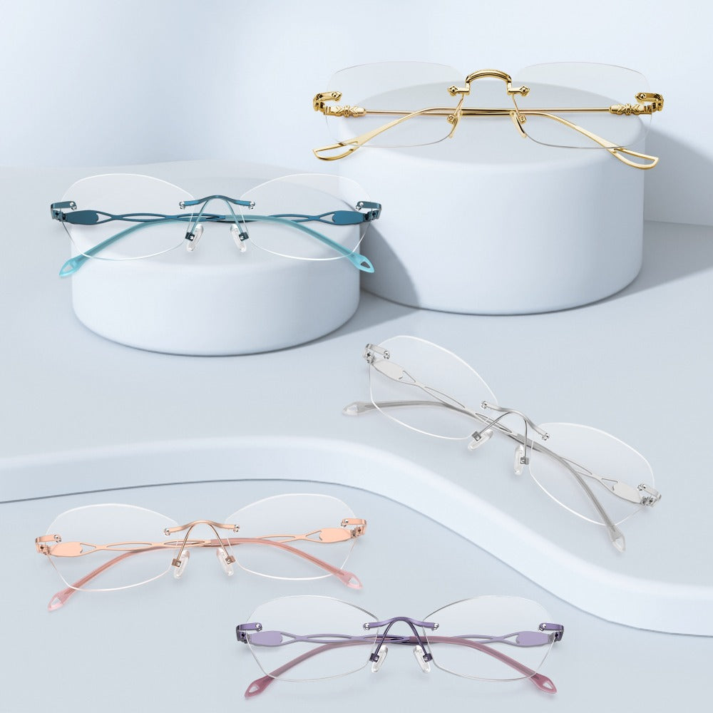 Reading Glasses – Three-Pair Rimless Metal Blue-Light Readers in Multiple Colors and Strengths