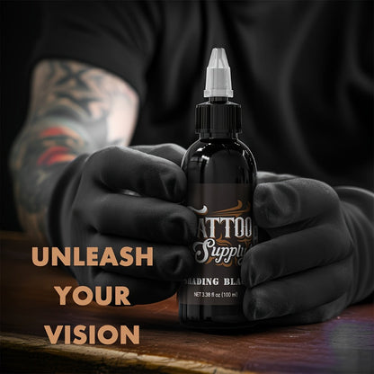Neebol Tattoo Ink Professional Black Lining & Shading Set — Waterproof Long-Lasting Outlining Blending Body Art Ink for Artists & Beginners, 100ml & 250ml Sizes Available