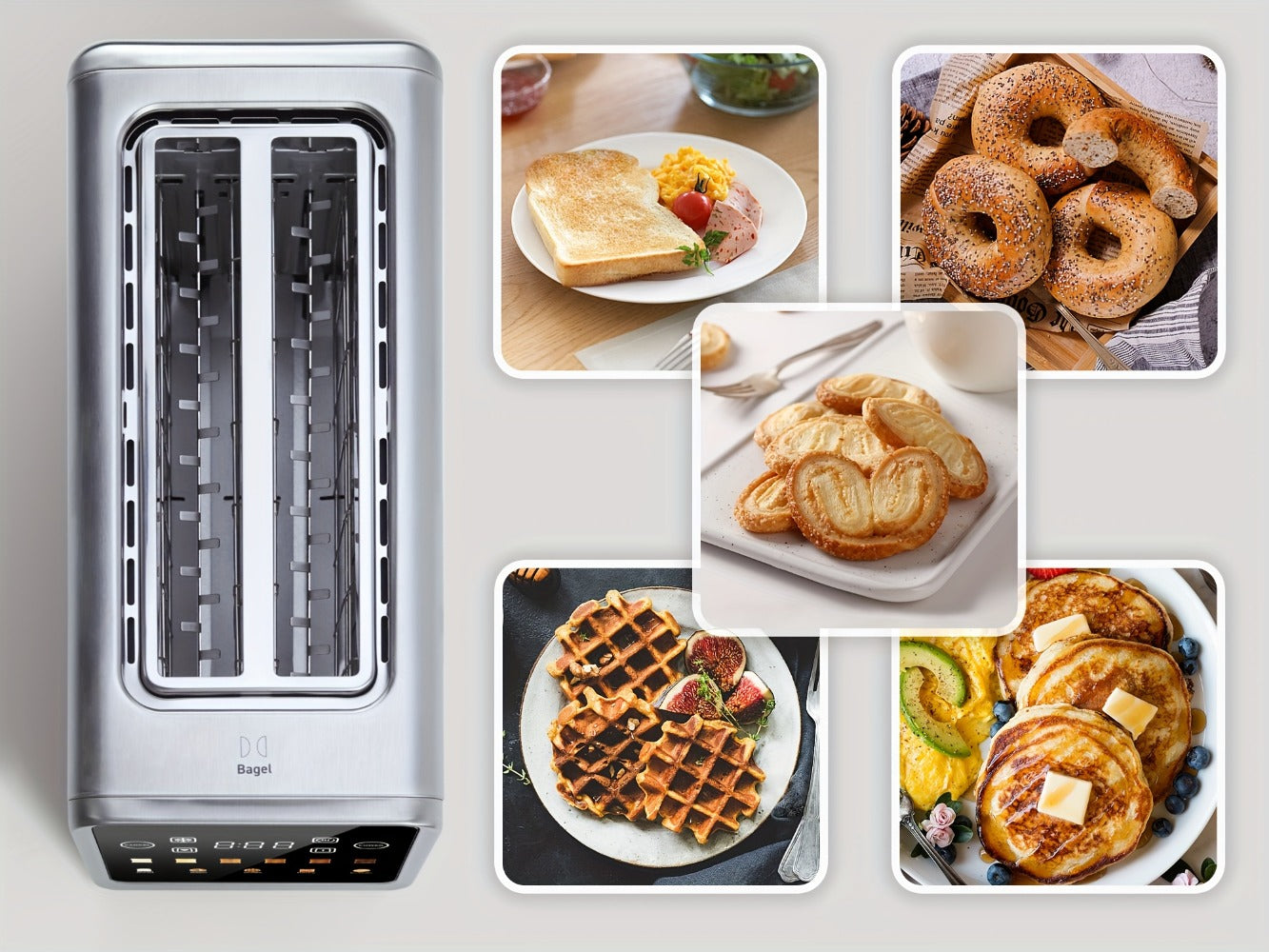 Long-Slot Four-Slice Toaster with Touch Screen, Six Shade Levels and Removable Slide-Out Crumb Tray
