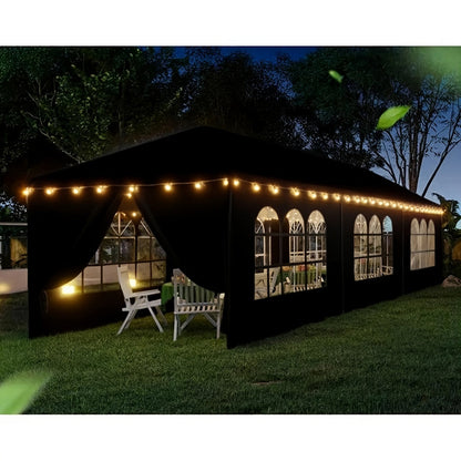 10x30ft Party Tent with Eight Removable Window Sidewalls in Pink, Black or White Color Options