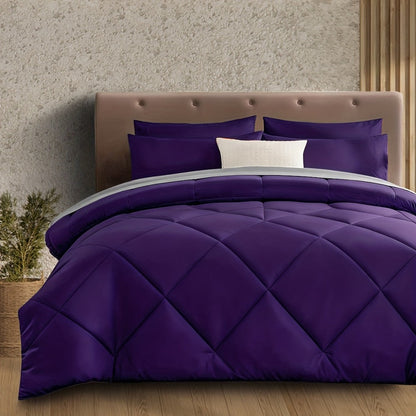 Diamond-Grid Microfiber Comforter Set with Pillowcases, 14 Color or Code Options and Twin, Queen or King Sizes