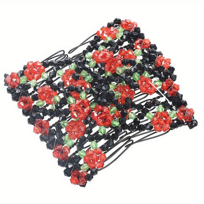 Hair Accessories Six-Piece Floral Comb and Hairpin Set with Beaded Details for Bridal Updos