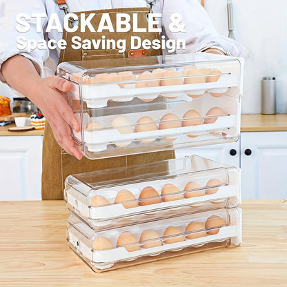 Two-Tier Egg Storage Drawer with Clear Pull-Out Trays, 36-Position Layout and 12-Inch Width