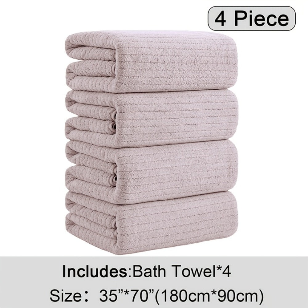 Bath Towels Set 4 Pack 35x70 Inch Oversized Extra Large - Microfiber Super Absorbent Quick Dry XL Bath Sheet Soft Bathroom Towels | 13 Colors | Family Hotel Spa Shower Towel Set Coastal Style