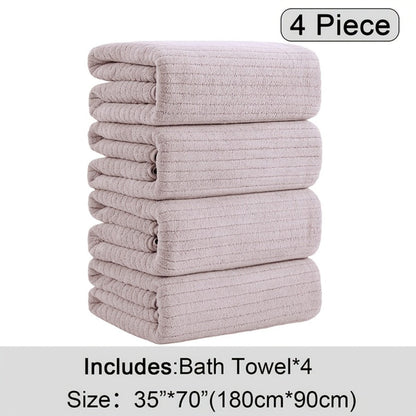 Bath Towels Set 4 Pack 35x70 Inch Oversized Extra Large - Microfiber Super Absorbent Quick Dry XL Bath Sheet Soft Bathroom Towels | 13 Colors | Family Hotel Spa Shower Towel Set Coastal Style