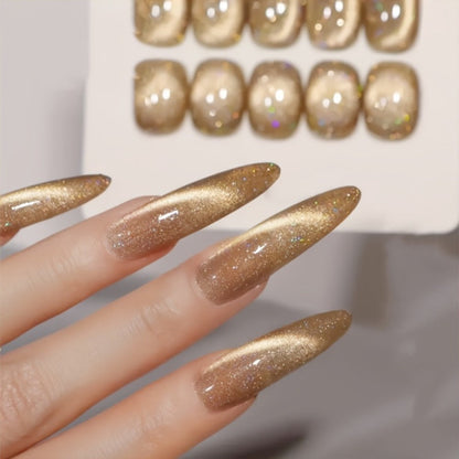 10ml Golden Glitter Cat Eye Gel Polish with Magnetic Color Effect and UV/LED Lamp Curing Label