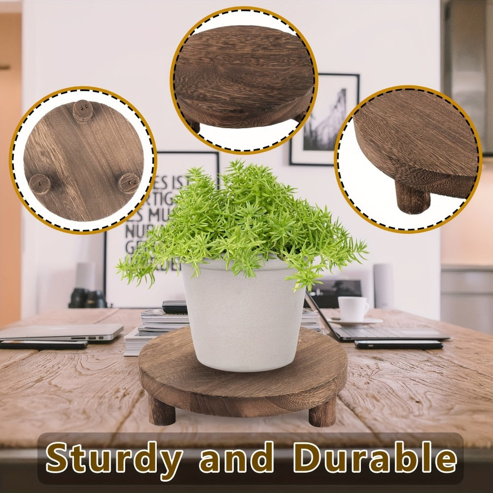 Wooden Display Riser Stands 3pcs Set Rustic Multi-Tier Cake Stand with Sleek Legs - Natural for Entryways, Bedrooms and Living Spaces