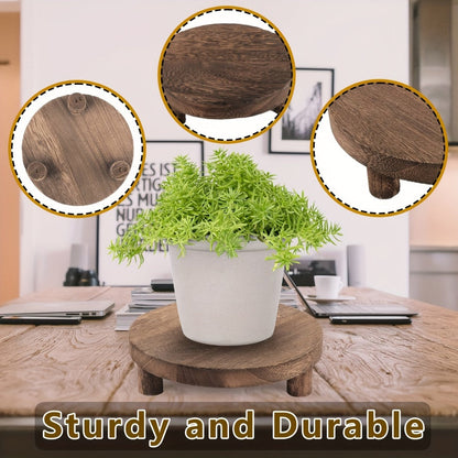 Wooden Display Riser Stands 3pcs Set Rustic Multi-Tier Cake Stand with Sleek Legs - Natural for Entryways, Bedrooms and Living Spaces