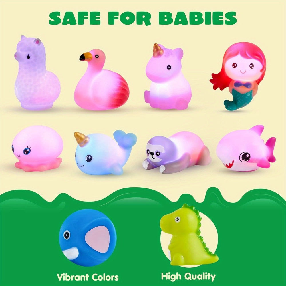 Colorful Light-Up Mermaid and Animal Bath Toy Sets with 2, 6, 8 or 12-Piece Checkout Options