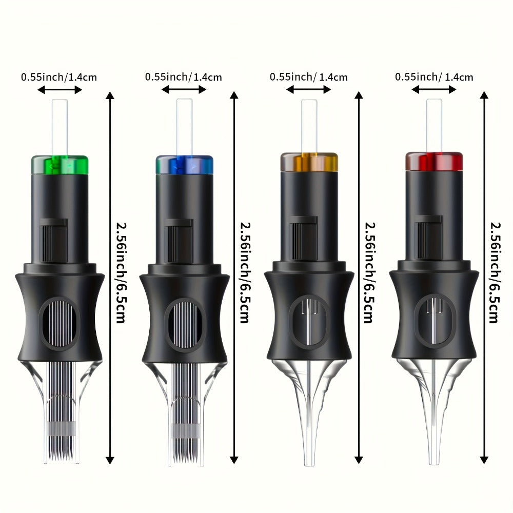 Tattoo Cartridge Needles 50pcs Mixed Size – POSEIDON V5 Disposable Round Liner, Shader & Curved Needles (5RL 7RL 9RL 5RS 7RS 9RS 7RM 7M1 15M1 15RM) with Safety Membrane