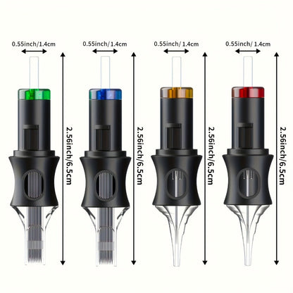 Tattoo Cartridge Needles 50pcs Mixed Size – POSEIDON V5 Disposable Round Liner, Shader & Curved Needles (5RL 7RL 9RL 5RS 7RS 9RS 7RM 7M1 15M1 15RM) with Safety Membrane