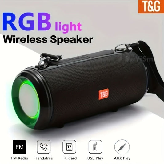 TG537 Portable Bluetooth Speaker with TWS Stereo Pairing, Hands-Free Calling, TF Card & USB Playback, Wireless Loudspeaker for Smartphone Tablet TV Camping Travel Outdoor Indoor
