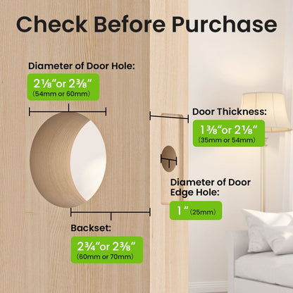 GHome KD03 PRO Smart Door Knob 4-in-1 with USB-C Charging & Gateway Remote - Fingerprint, Keypad & App, Anti-Peep, Tamper Alarm, Emergency Power, Keyless Entry, Black