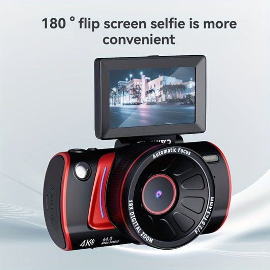 4K Vlogging Camera 48MP Digital Camera with WiFi 3" 180° Flip Screen 16x Zoom Auto Focus Anti-Shake Built-in Fill Light for YouTube Live Streaming Beginners with 32GB SD Card