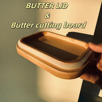 700 ml Clear Glass Butter Dish with Bamboo Lid, Knife Slot and White-Handle Spreader for Counter or Fridge